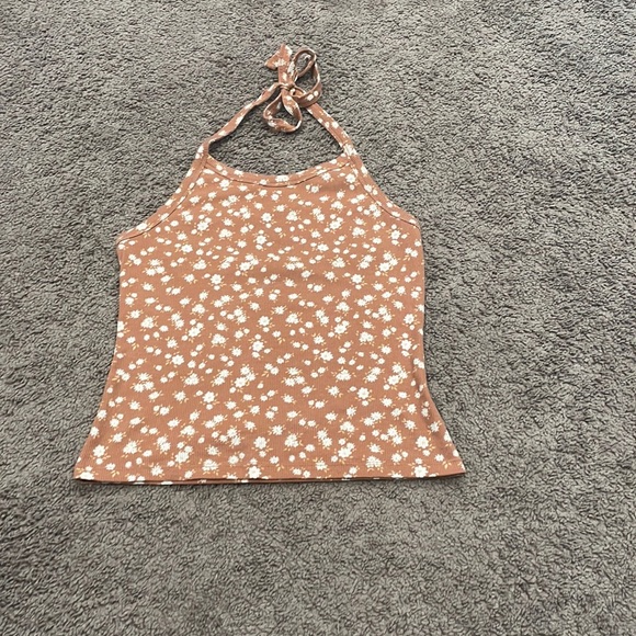 SO Tops - Brown white flower shirt